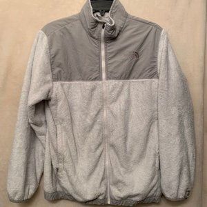 The North Face Girls XL Denali Fuzzy Fleece Jacket White Gray